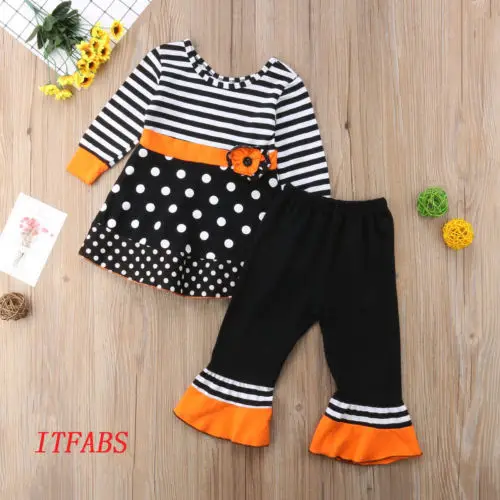 

Newborn Kids Baby Girls clothes cotton Long Sleeve dot shirt+Pants Outfits Sets Casual Clothes 1-6T