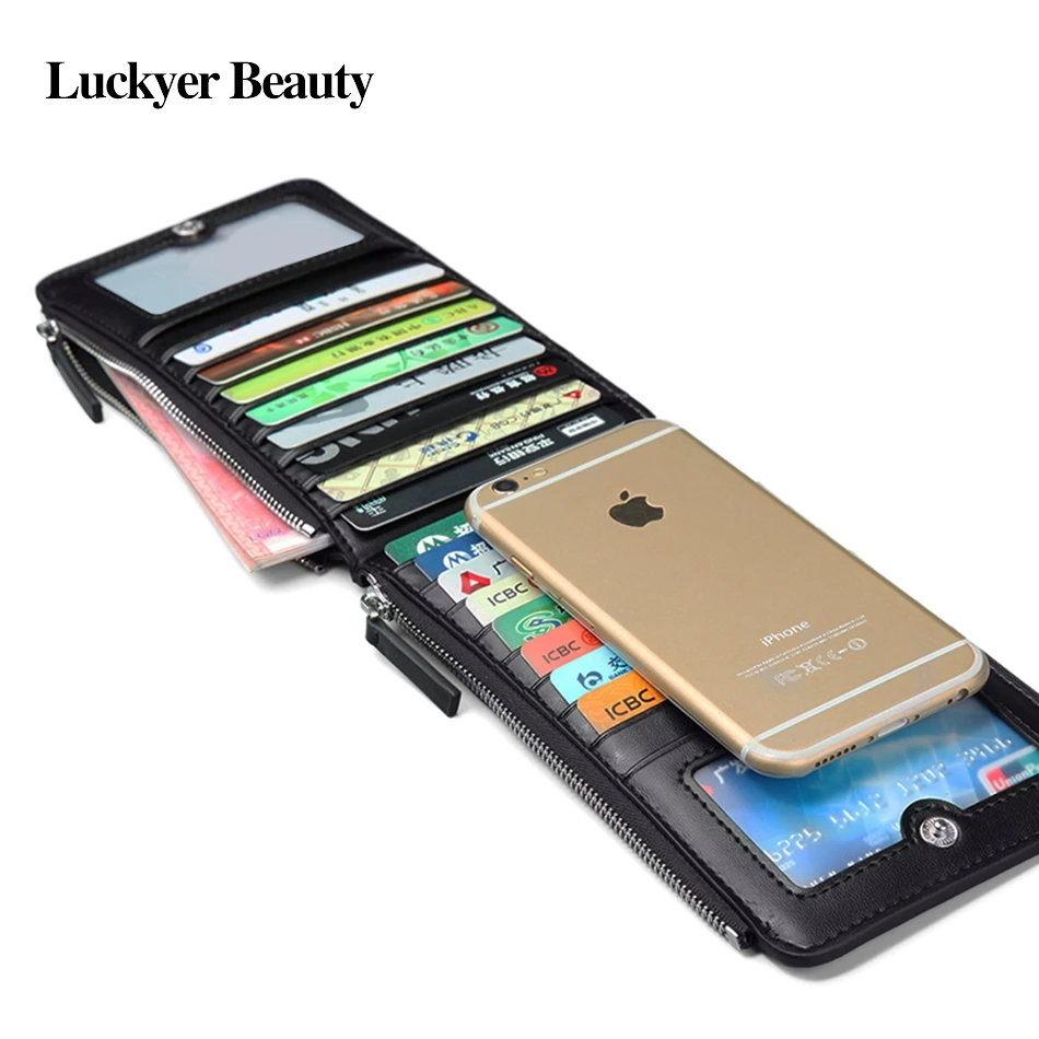 LUCKYER BEAUTY Card font b Wallet b font Credit Card Holder Top Quality Split Cow Leather