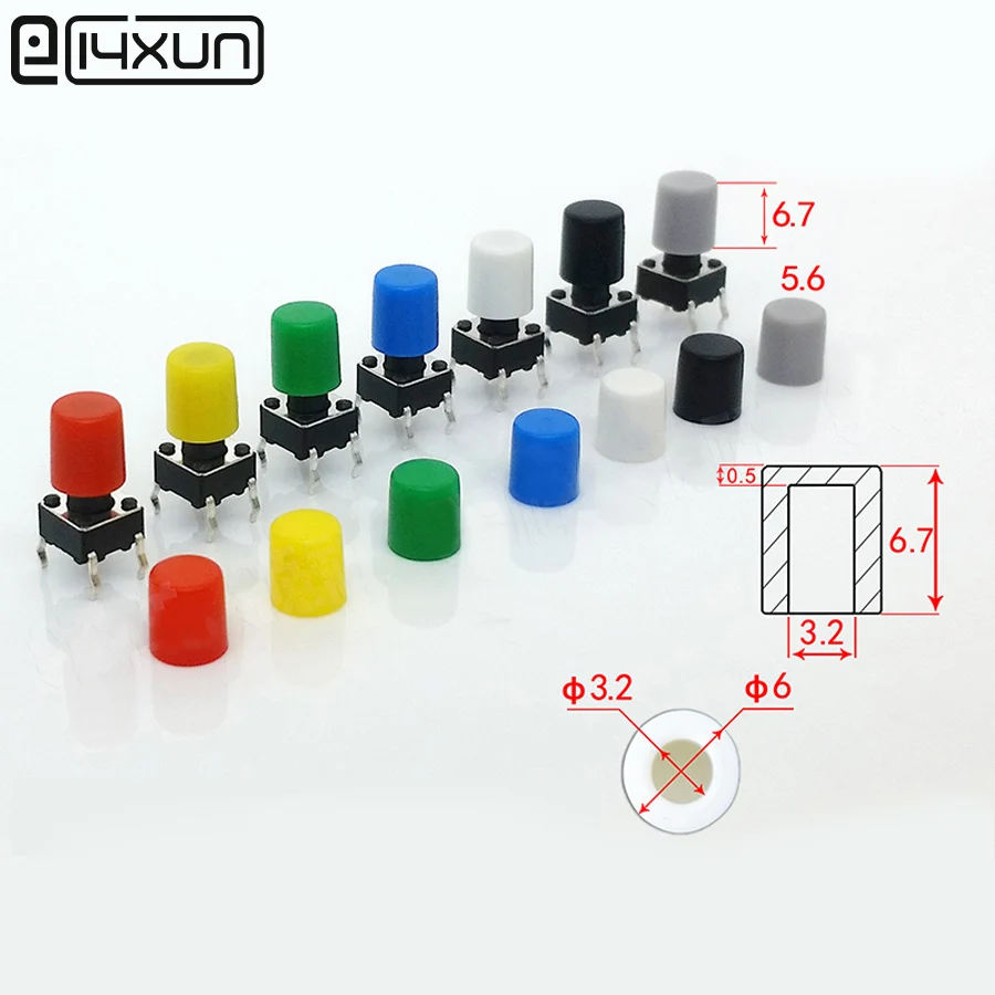 25Pcs Tactile Push Button Switch Cap 6mm Applies to 6*6 Self locking