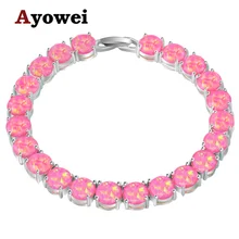 Ayowei alibaba-express, Розовый огненный опал, 925 серебро, штампованные браслеты с подвесками, женские вечерние браслеты OBS074A