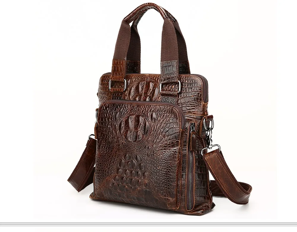 Модный известный бренд, мужской портфель из натуральной кожи, дизайнерская сумка из коровьей кожи из кожи аллигатора, через плечо, сумка