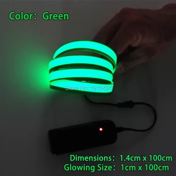 

High Quality Anniversary Gift Green 1.4x100cm EL Tape 360 Degrees Lighting Neon Led Strip Without Controller for Festival,Party