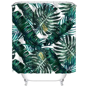 

Palm Leaves Bathroom Shower Curtains, Customized Heavy-duty Polyester Fabric Kids Bathroom Curtains