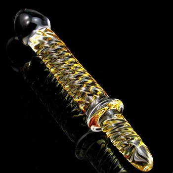 Double Ended Headed Pyrex Glass Dildo Crystal Fake Penis Anal Butt Plug Female Male Adult Masturbation Sex Toy for Women Men Gay 2