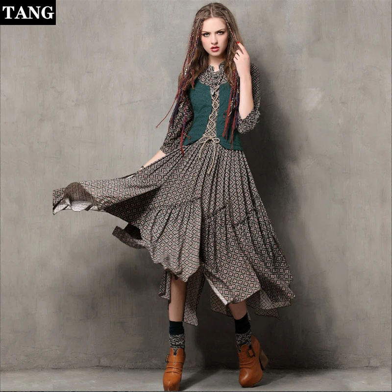 

New High Quality Explosions Leisure Vintage color buckle embroidery Dresses Women plaid Spring Casual Shirt Dress