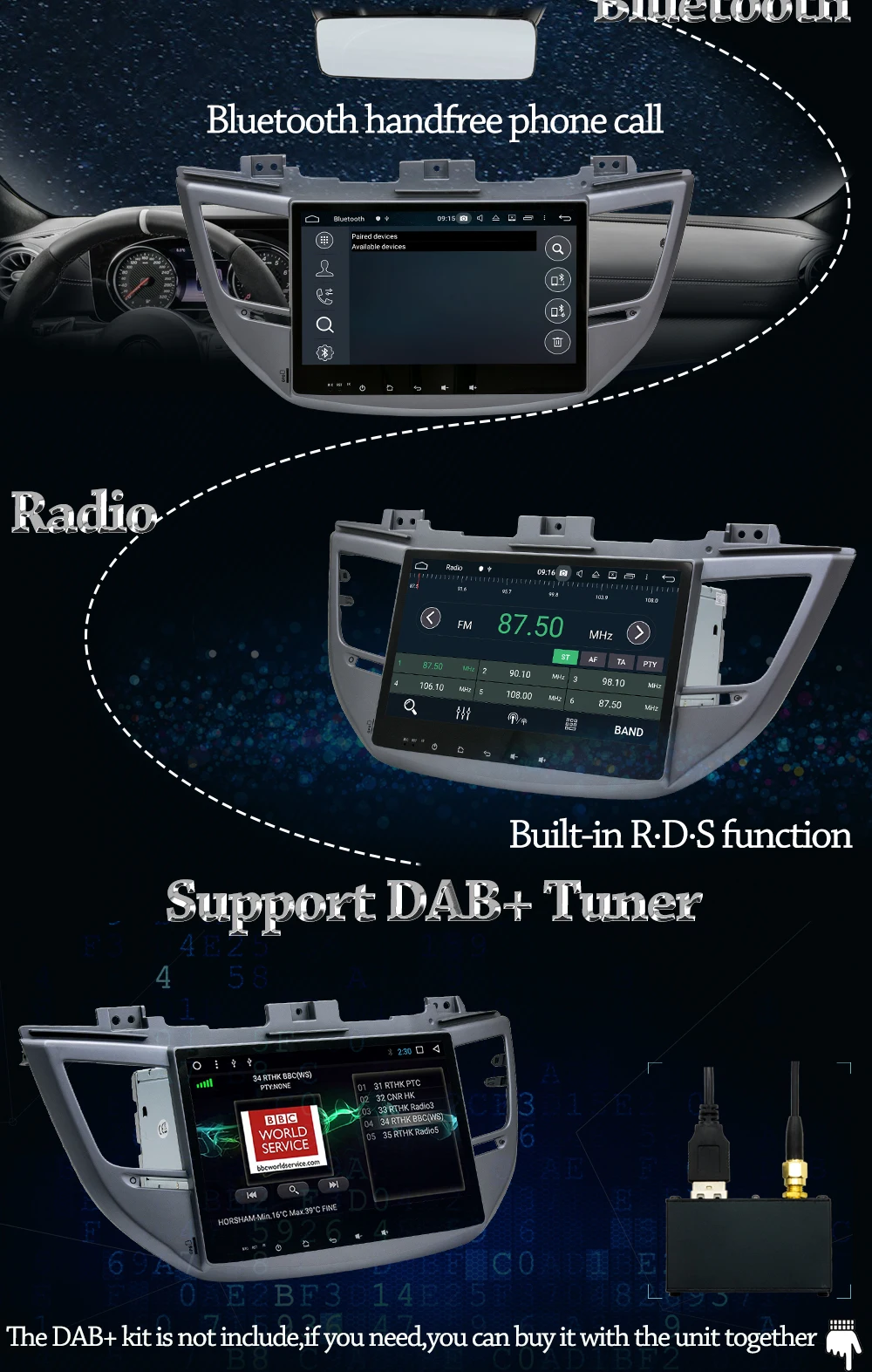 Perfect Owtosin Car Radio Multimedia Video Player Navigation GPS Android 9.0 For Hyundai Tucson 2015 2016 2017 Car 4GB RAM 32GB ROM DSP 4
