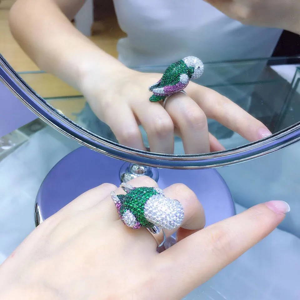 Qi Xuan_Fashion Jewelry_New Parrot указательный палец кольца_ S925 Твердые серебряные модные новые кольца для попугая_ производитель прямые продажи