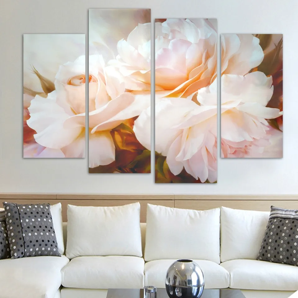 

HD Printed Fashion Combined Beautiful Rose Flower Paintings Modern Wall Painting Canvas Wall Art for Living Room Decor Unframed