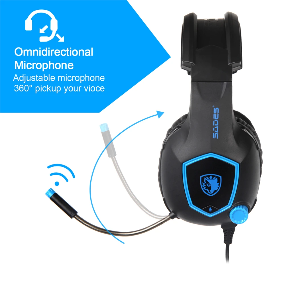  Original SADES SA-818 Gaming Headphone Support PS4 3.5mm Wired Stereo Game Headset with Microphone 