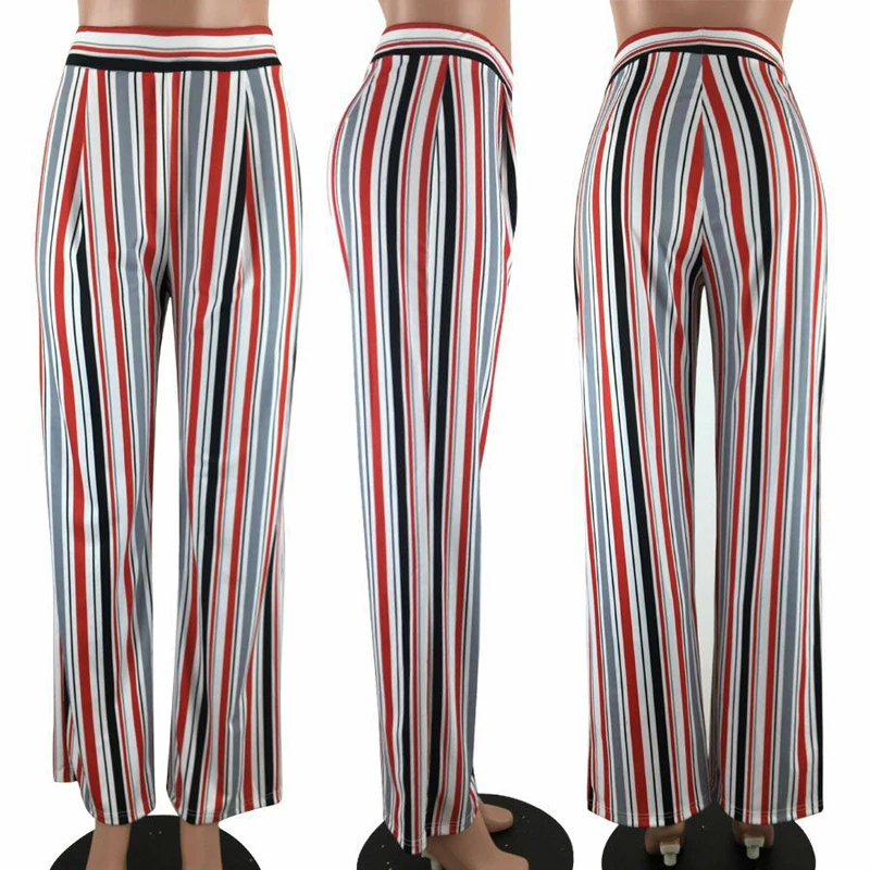 Новая мода женщин Дамы широкую ногу Высокая Талия Длинные свободные Повседневные штаны для мужчин Мотобрюки многоцветные