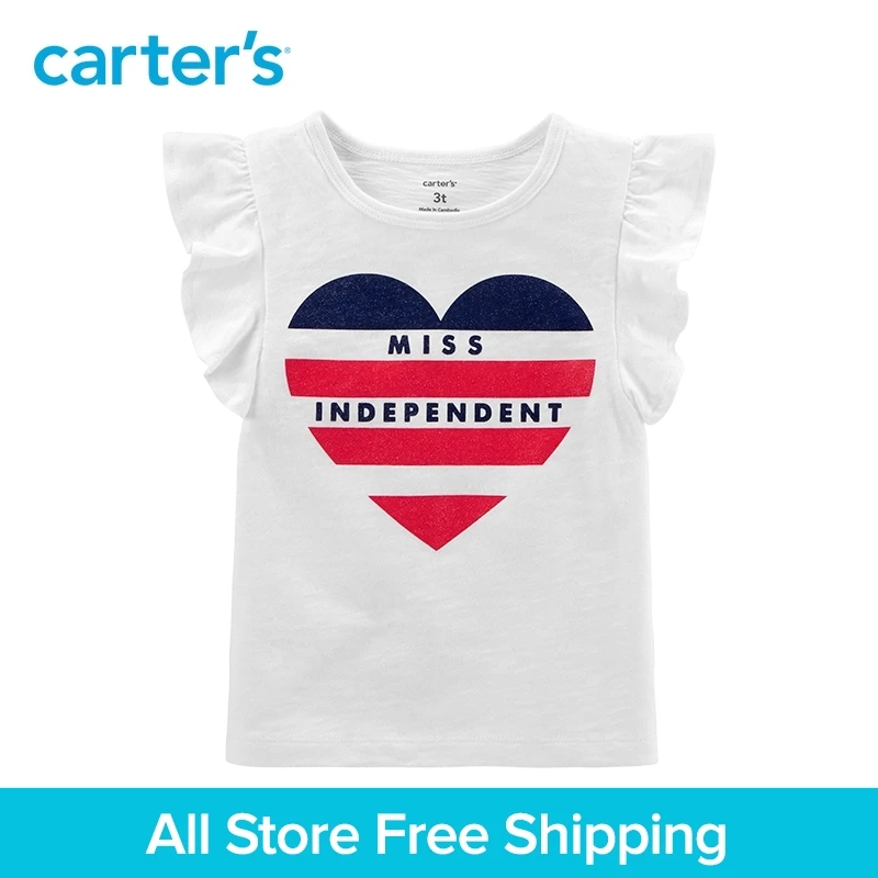Carter's/1 частей Miss Independent Flutter-Sleeve футболка для девочек летние маленьких детей