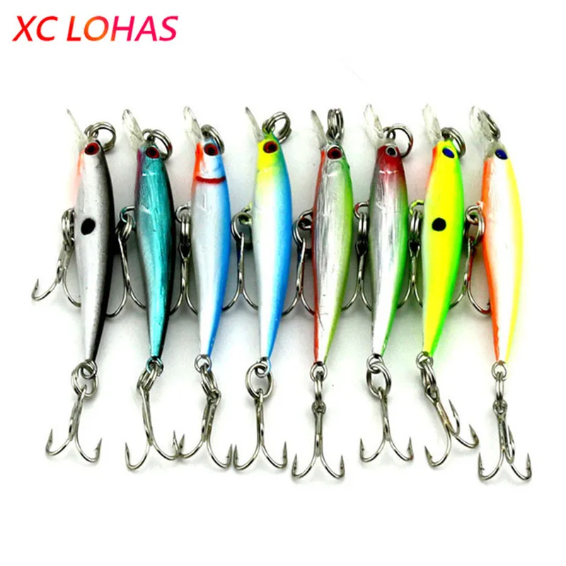 8pcs/pack 5cm 2.1g Long Distance Casting Fishing Lure Minnow Reflective Hard Plastic Lure with