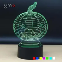 YIMIA 3D USB светодио дный ночник для детей 7 цветов Хэллоуин Тыква светодио дный Touch упоминают Сенсор лампы творческий Luminaria подарки Lampara