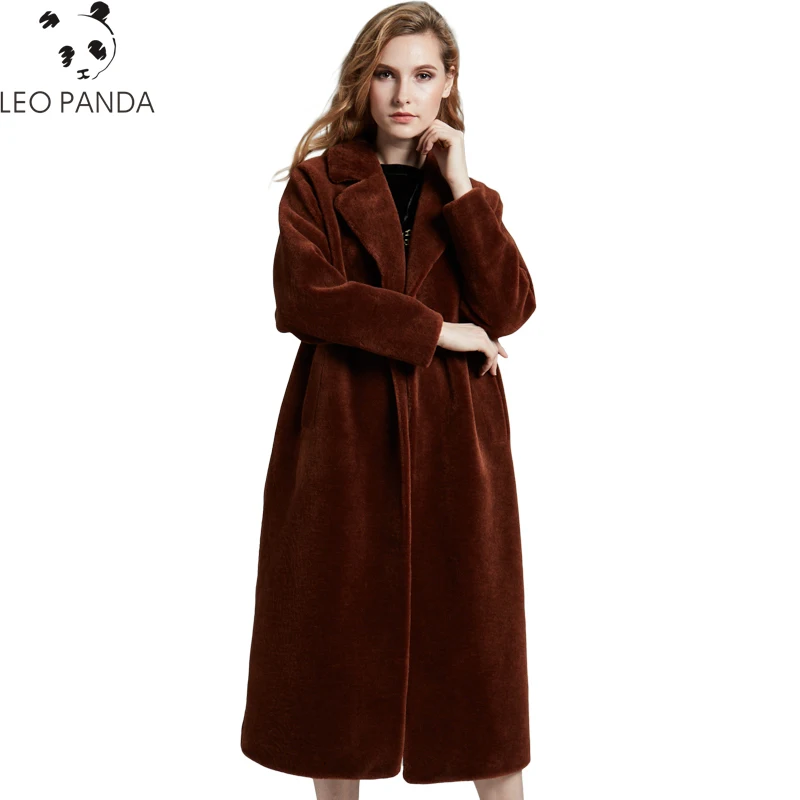 

2018 New Sheep Shearing Overcoat Women Real Fur Coat Female Jacket Long Winter Warm Lamb Fur Coats casaco feminino LYW38