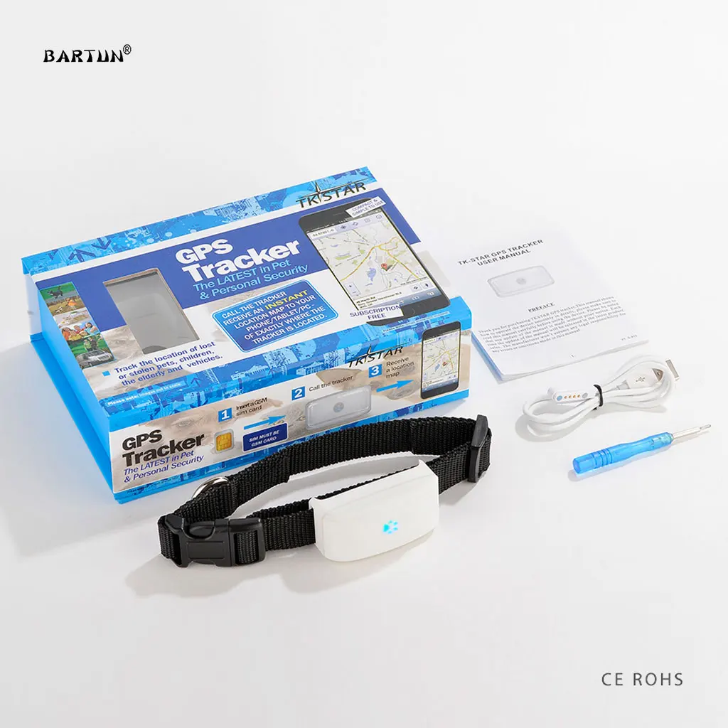 Bartun Realtime GPS Tracker Waterproof Dog Tracking Device Pets Tracker