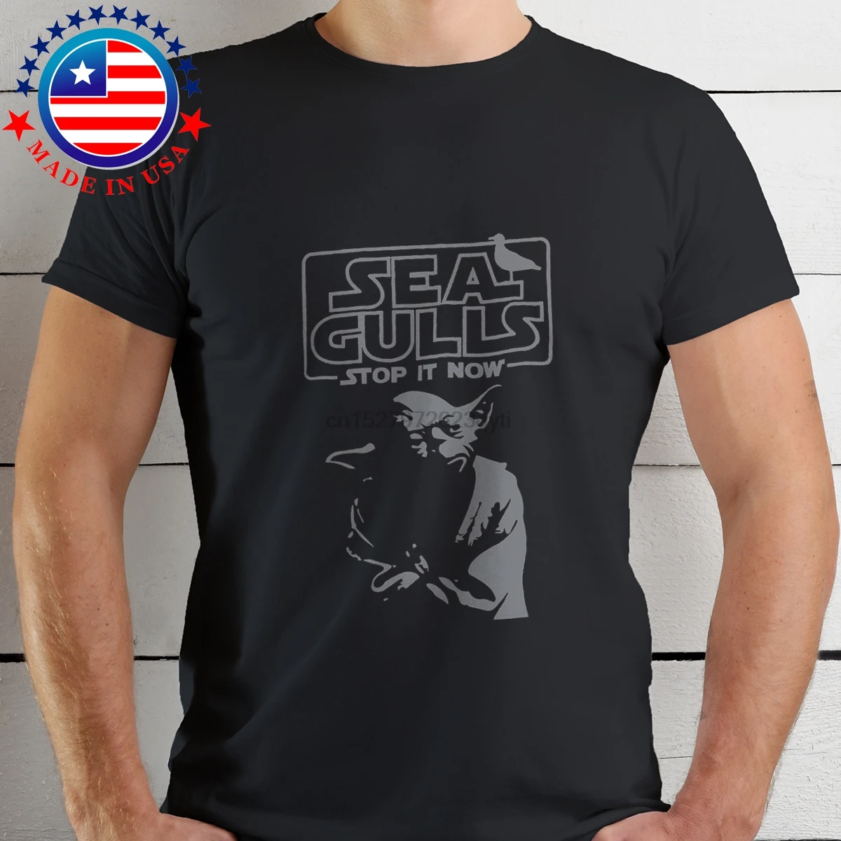 Seagulls Stop It Now Yoda Cotton Men Black T-Shirt N214 | Мужская одежда