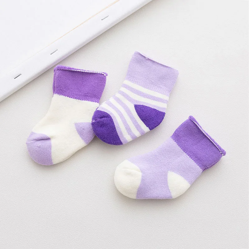 3 Pairs/lot Winter New Thinck Warm Baby Socks Newborn Baby Girl Socks Cute Striped Infant Boy Socks Neonato skarpetki niemowlak