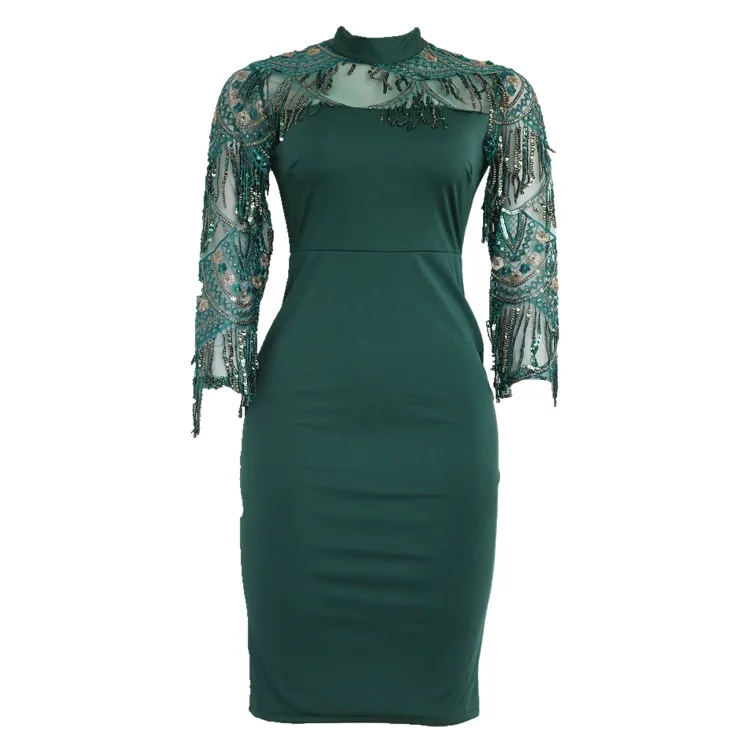 Женская африканская Дашики платья 2019 Плюс Размер Bodycon Вечерние с блестками
