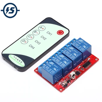 

Infrared Receiver Relay Driver Board + 5-Key IR Remote Control Switch 150mA 8m 4CH Transmmiter 4 Channel 12V