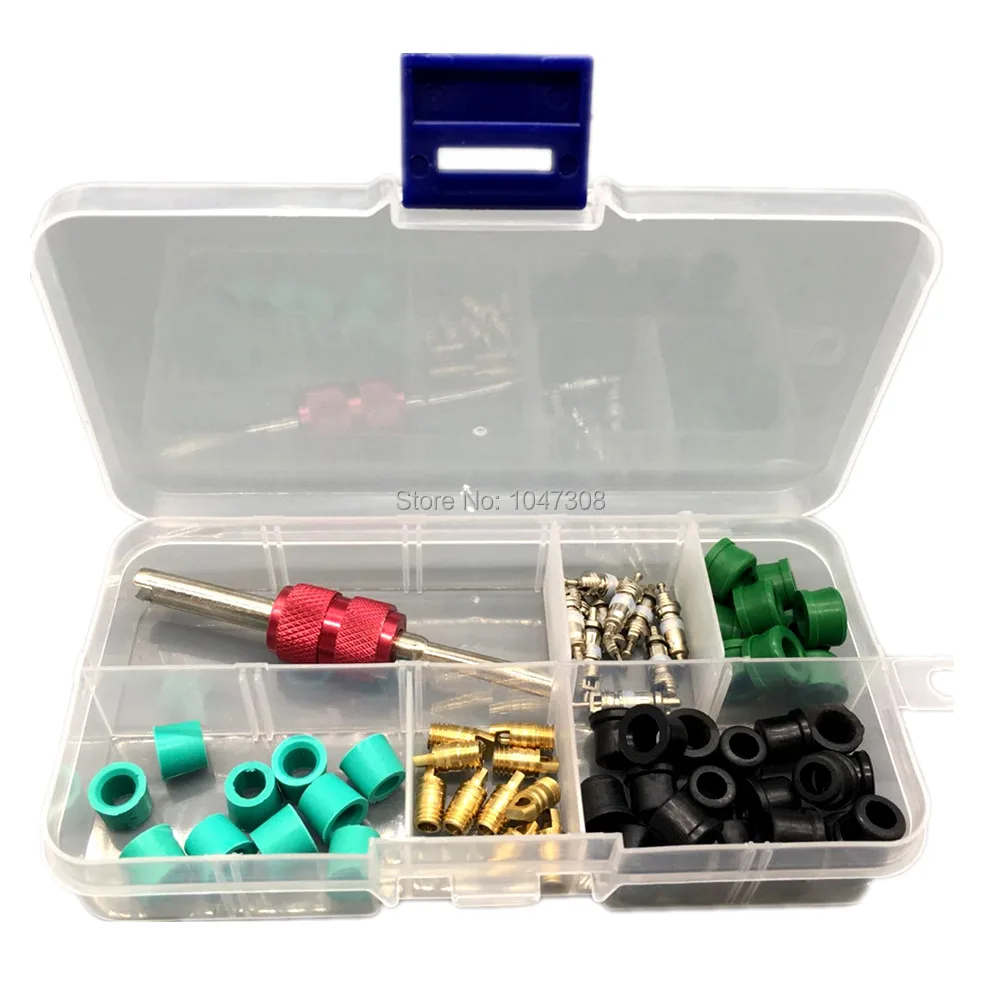 Valve Core Remover Installer Tool 2 Way Tool Key Rubber O-Ring Seals O Ring Seal Washers Gasket Air Conditioning Valve Cores