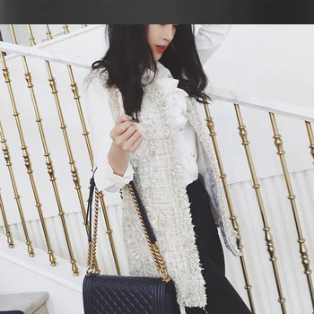 

Tweed jacket sleeveless one-piece advanced custom 2020 spring / summer / autumn long jacket coat ladies coat sequined