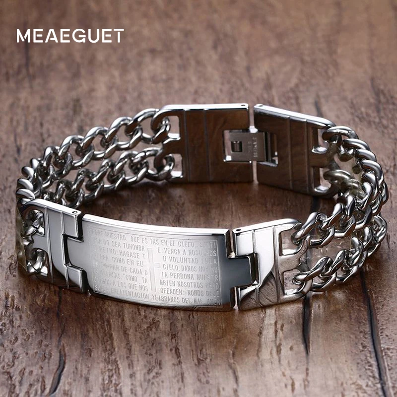 Meaeguet Vintage Cross Bible Bracelets & Bangles For Men