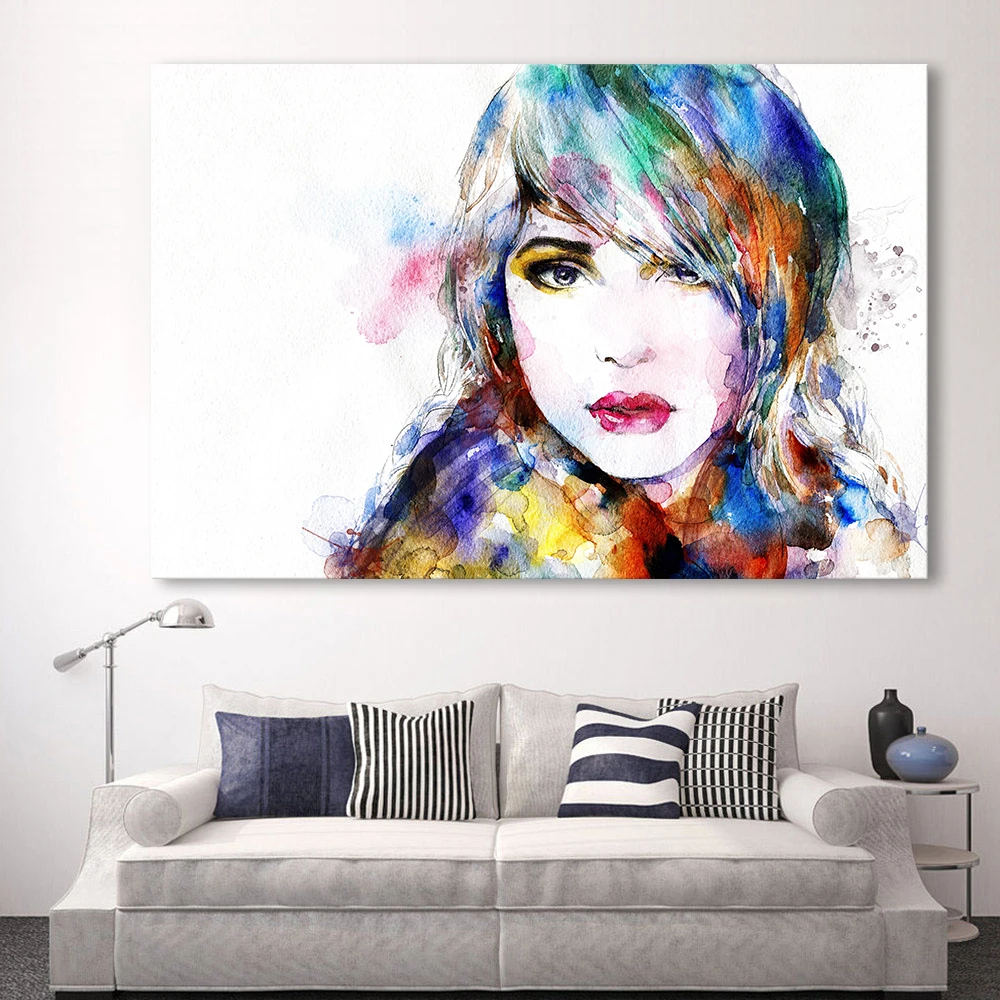 HDARTISAN Холст Искусство Акварель девушка портрет настенные картины для гостиной