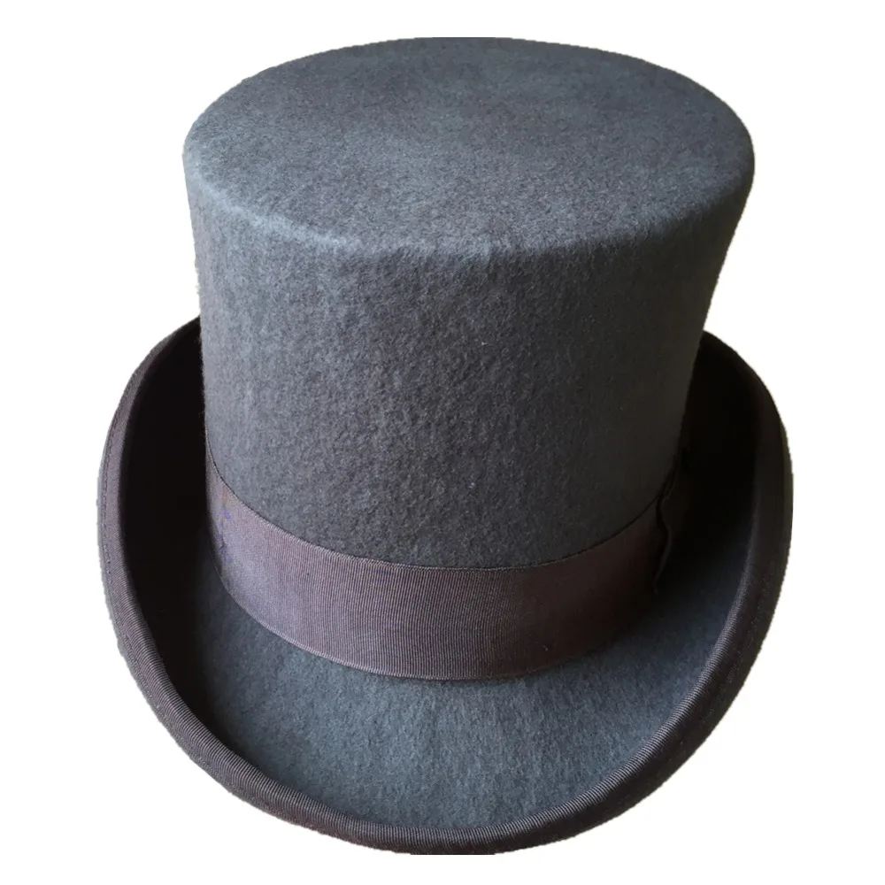 13.5 см 5 1/" Серый Ву Чувствовал Низкие Короткие Top Hat/Свадебная Мода Топ Шляпа-Цилиндр/Дымоход горшок Шляпа