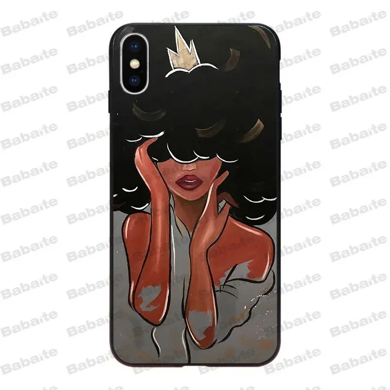Красивый черный чехол для телефона Babaite в стиле афро девочек iPhone X Xs Xr XsMax 10 7 7plus 8