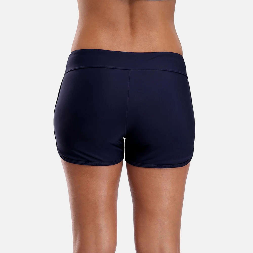 Charmleaks Middle Waist Swimming Shorts Women Solid Color Bikini Bottom Ban Swimwear Briefs Split Swimming Trunks