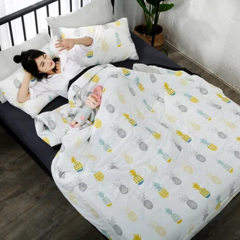 

3/4 piece Quilting Summer Quilt Twin Queen Size green Throws Blanket Cotton Bedding Plaid Bedspread