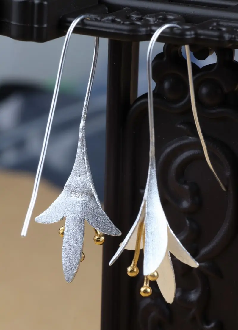 Последний стиль Мода 925 серебряные висячие серьги цветок серебряные серьги ювелирные изделия Pendientes Brincos модные ювелирные изделия