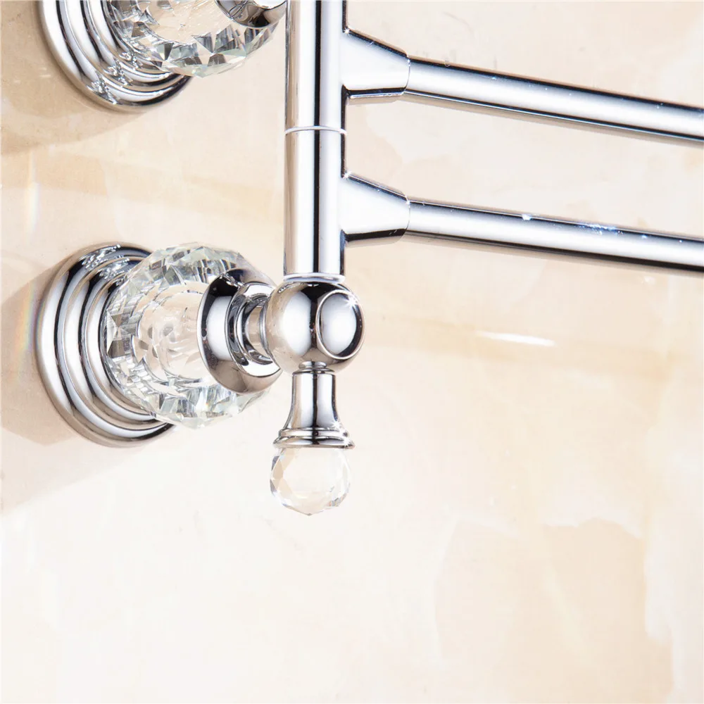 AUSWIND Античная полированная Серебряная Латунь вешалка для полотенец 2 руки кристалл настенный ванная комната туалет QC02