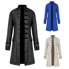 Осень Зима Взрывная жаккардовая ткань мужская куртка ветровка длинная стимпанк Ретро стоячий воротник куртка длинные пальто для мужчин