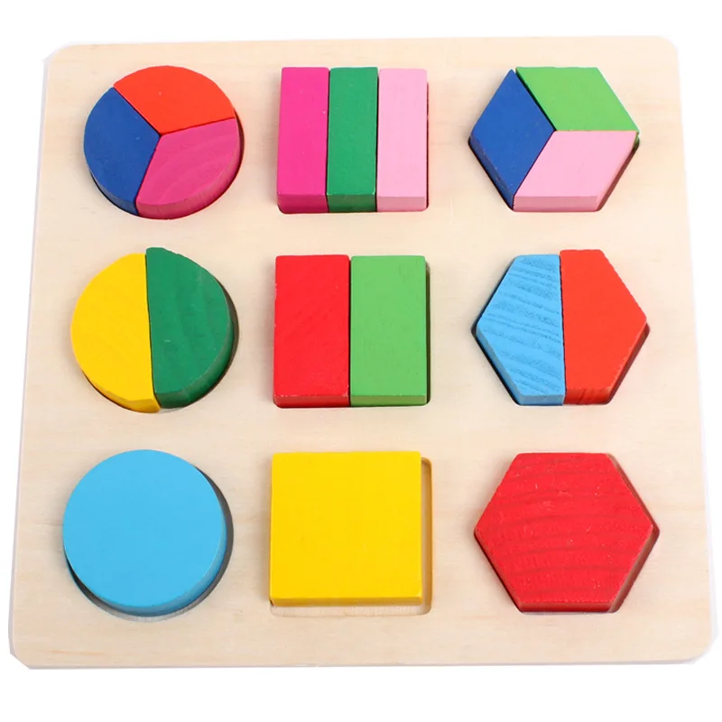 

Wooden Geometric Shapes Montessori Puzzle Sorting Math Bricks Preschool Learning Educational Game Baby Toddler Toys for Children