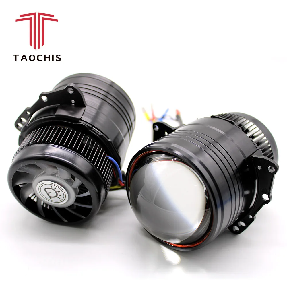 

TAOCHIS 3.0 inch car Bi LED Projector headlights retrofit Bi-led Lens H4 with high beam and low beam fast bright LHD