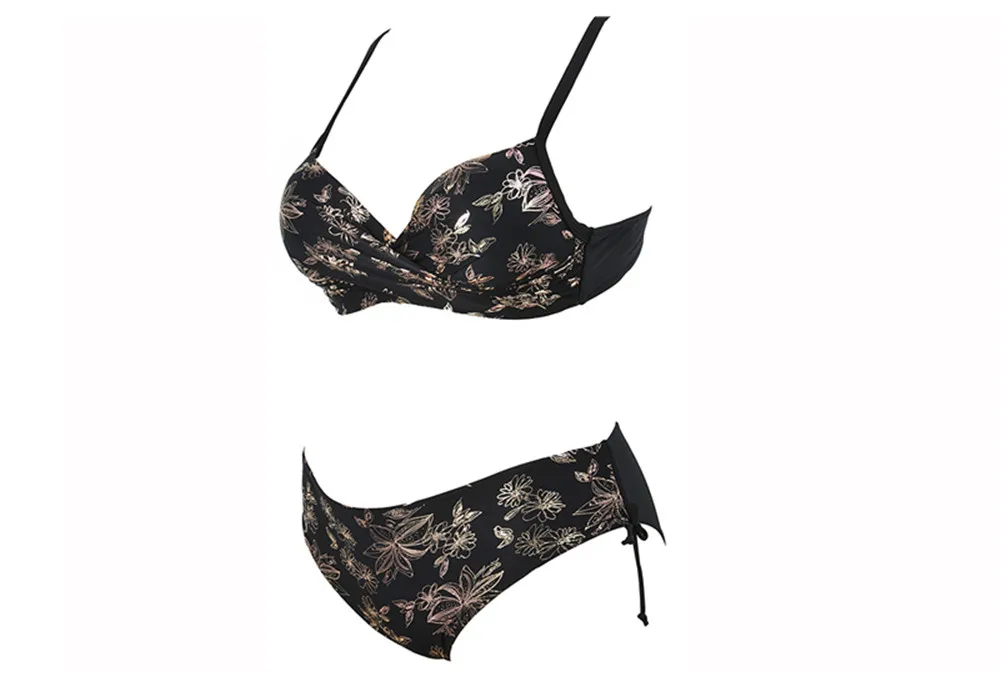 Plus size 6XL Big Chest Push Up bikini 2018 Large Size Swimwear Swimsuit For Women Retro Bathing Suit Bandage Floral Bikini set (18)