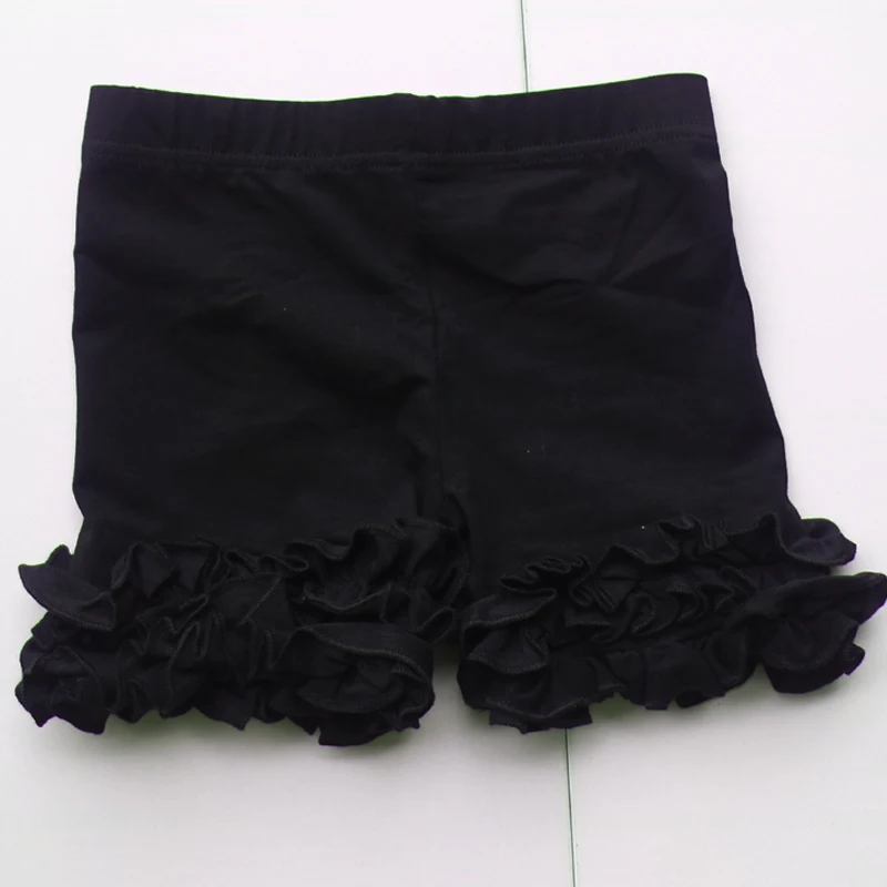 Mid black ruffle girls shorts,toddler girls fashion cotton leggings