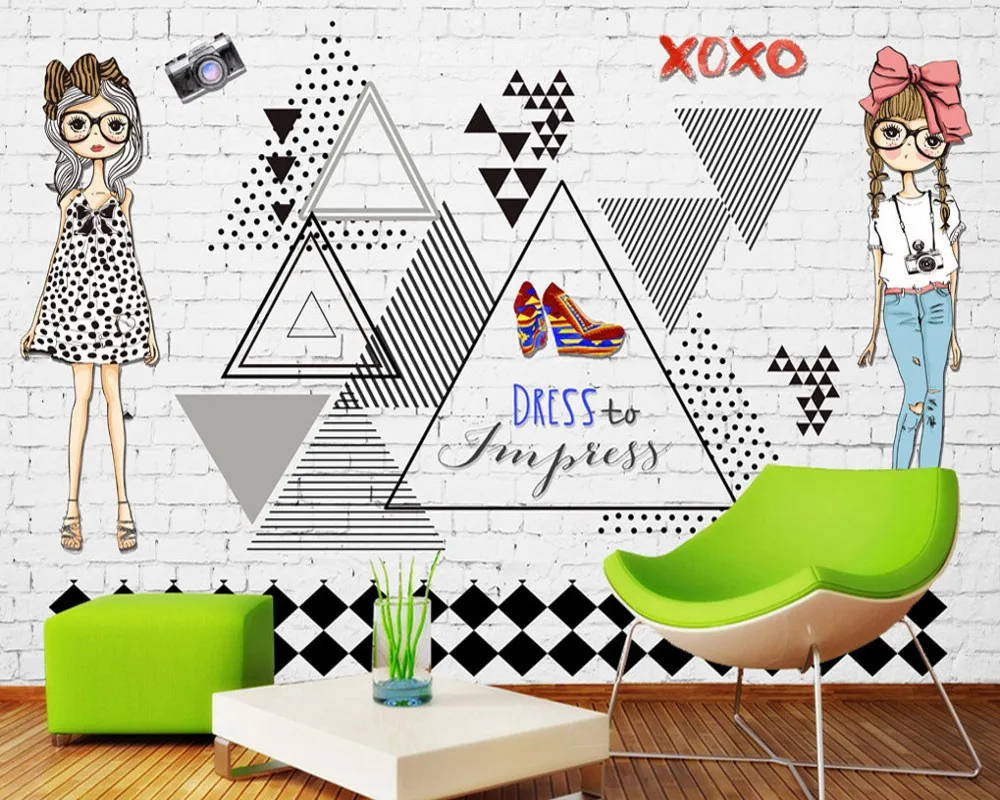 

Free Shipping Custom Mural Modern Minimalist Geometric Beauty Background Wall Wallpaper Garment Wallpaper Girls Bedroom Deco