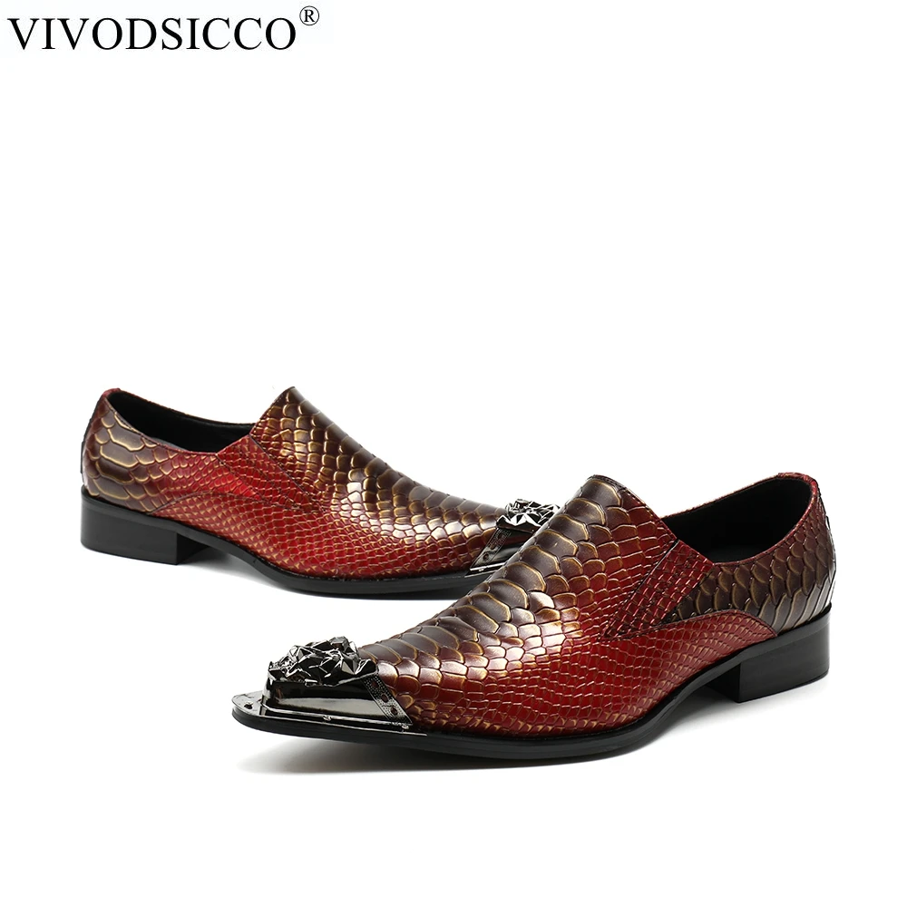 Vivodsicco Mariage Robe Nouvelle Classique Mode Homme D'affaires Mâle Chaussures Hommes Serpent Cuir Rouge En Véritable De Sociale Sapato rrqRO4