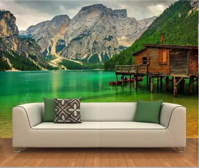 3d Wallpaper Custom Mural Non Woven 3d Room Wall Sticker Log Cabin