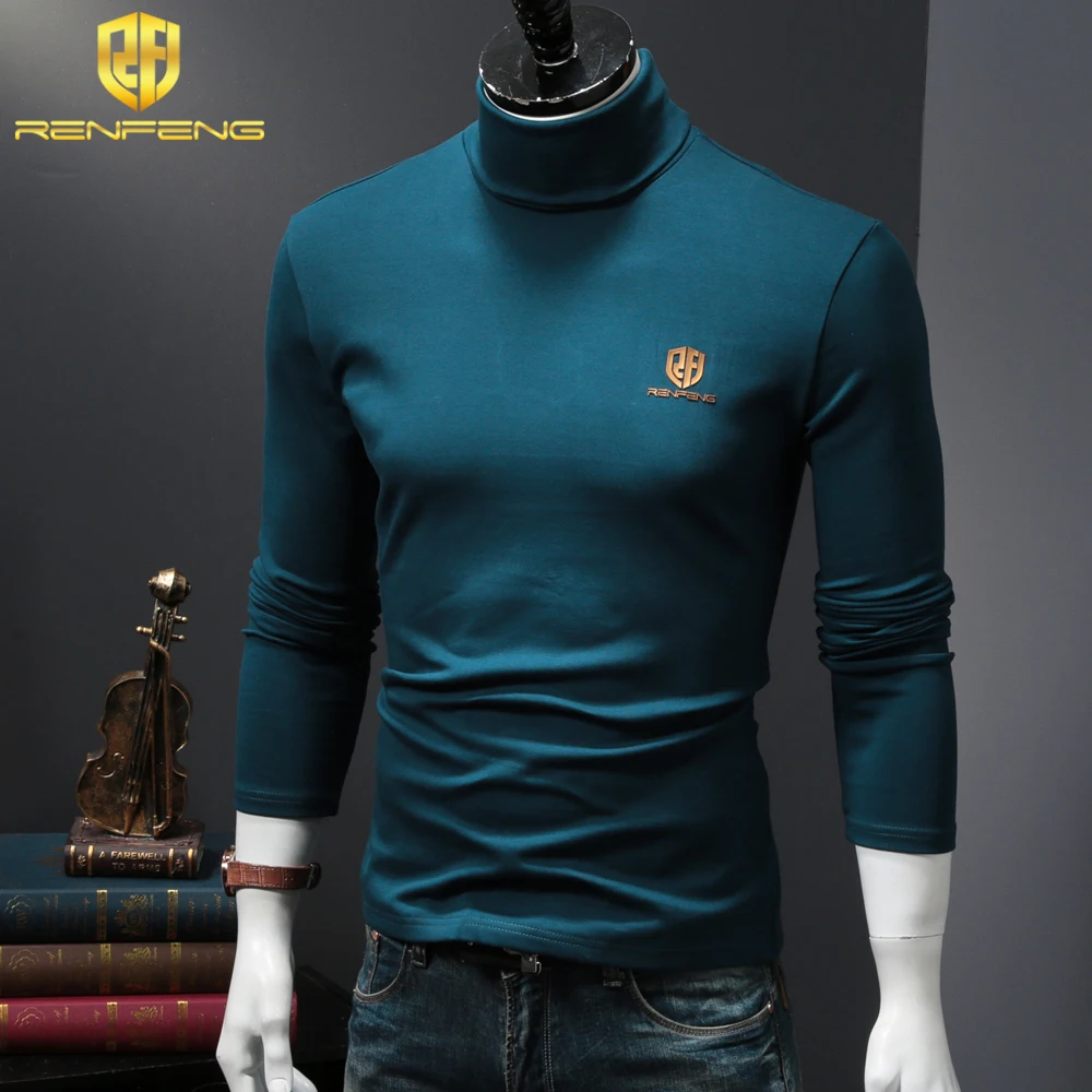 men's shirts underwear winter men's 95% cotton undershirts long sleeve thermo shirt plus velvet foldable turtleneck wram clothes (7)