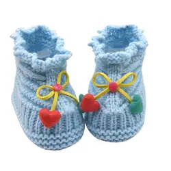 Симпатичные новорожденных детей для маленьких мальчиков девочек крючком вязать носки ботинки, обувь детская кроватка Prewalker 0-6 месяцев