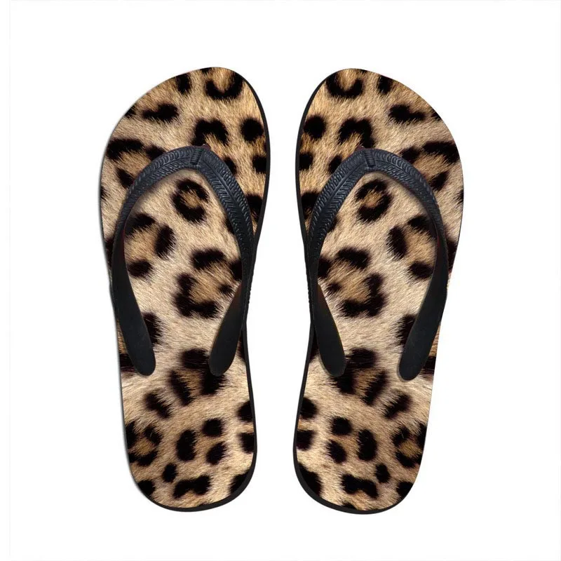 

Noisydesings New Women Casual Flip flops Denim print 2018 Leopard Pattern Summer Beach Slipper for Ladies Flats Flip Flops