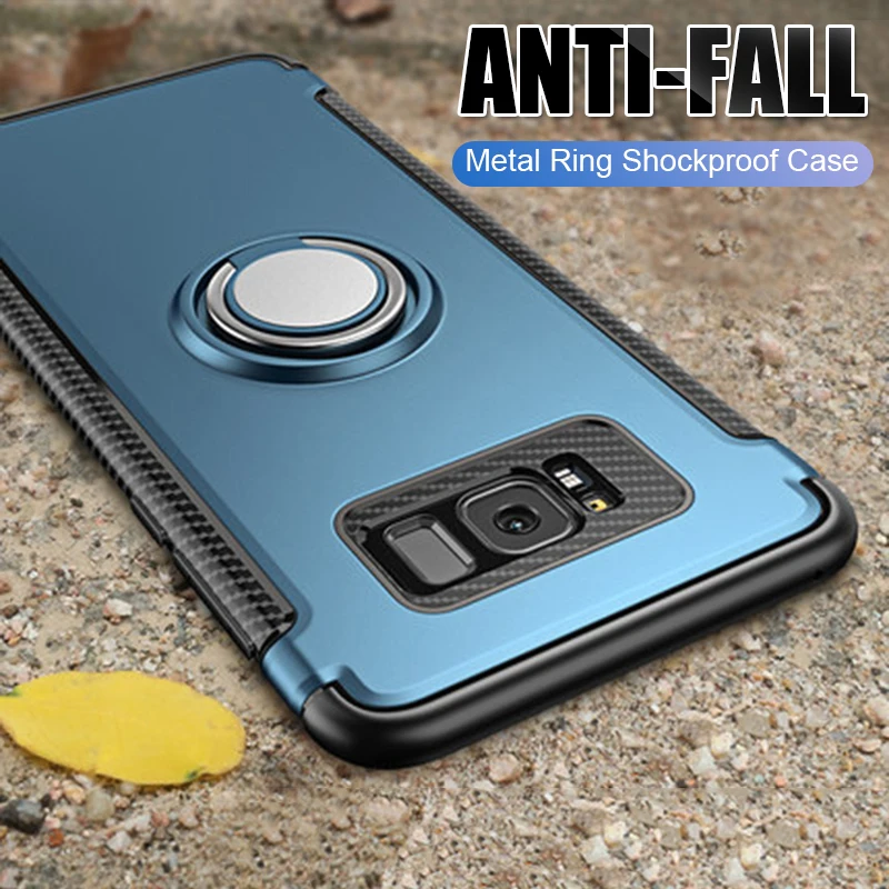 

Luxury Armor Soft Bumper Phone Case On The For Samsung Galaxy S7 Edge S9 S10 S8 Plus S10e Note 9 Shockproof Ring Full Case Cover