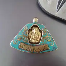 TBP393 непальская латунная башня ниша подвески Будды Тибетский амулет для мужчин
