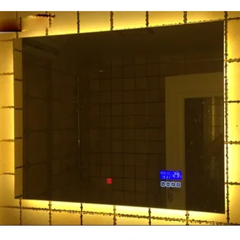 شراءمرآة حمام مع مصباح ليد للحمام مكافحة الضباب مرآة المرحاض الحائط الذكية بلوتوث Espejo Pared مصنع بالجملة