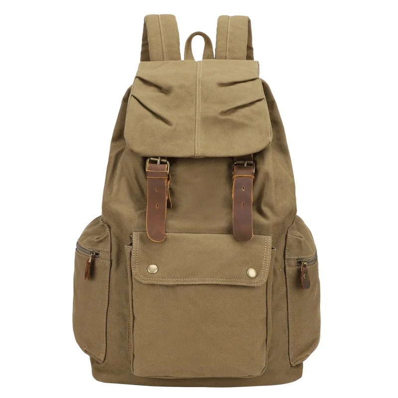 MINIFOUS модный мужской Большой Вместительный холщовый рюкзак, женские дорожные рюкзаки, многофункциональная повседневная школьная сумка, винтажные дорожные сумки - Цвет: Army green