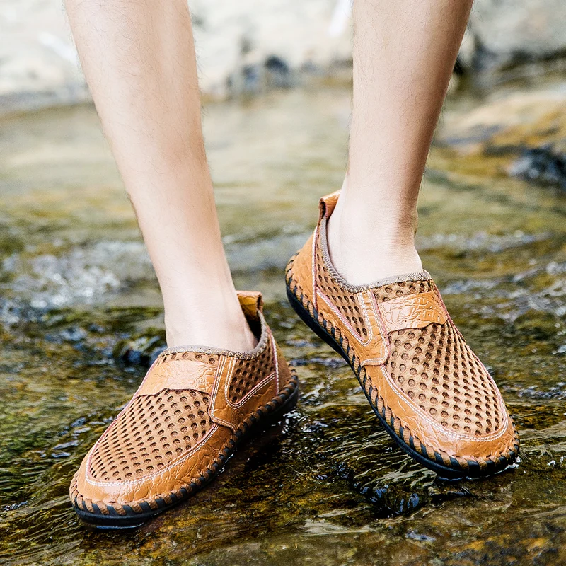 

TRAANO Summer Shoes Men Casual Air Mesh High Quality Fashion Breathable Water Men Shoes Footwear For Male Size 38-48 ZZ-132-1