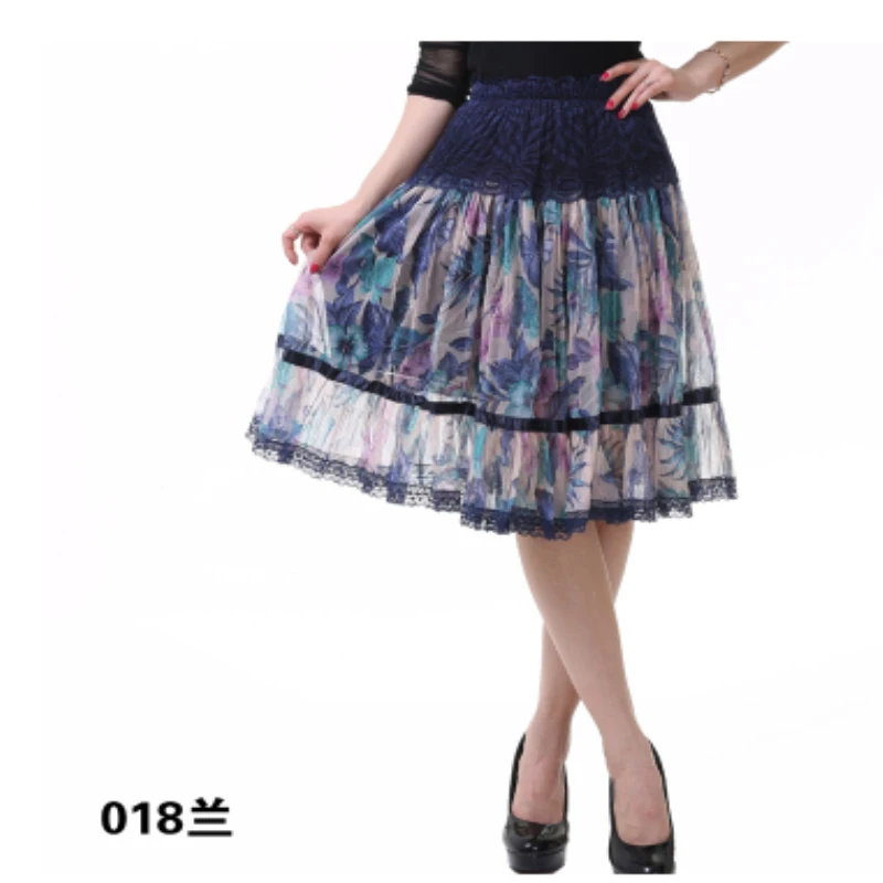 Makuluya2019, лучшие кружевные юбки, грация, модная женская юбка, большой размер, с принтом, кружевная богемная средняя юбка, красивая женская юбка L6 - Цвет: NavyBlue018